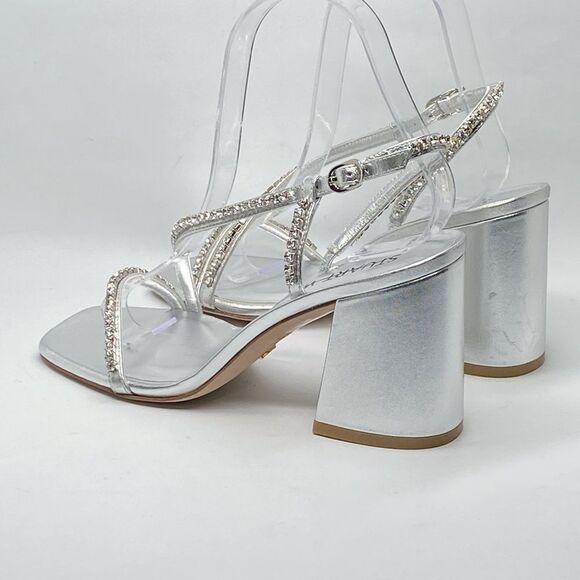 Stuart Weitzman Embellished Metallic Leather Sandals size 6 - Picture 6 of 11